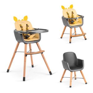 Beeloom Chaise haute 4en1 convertible en chaise en bois pour enfants, jaune