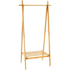 Wadiga Portant vetements pliable en bois de pin avec etagere - 76x46x150cm