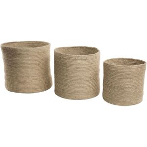 Beliani Lot de 3 corbeilles en textile beige