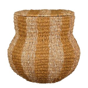 Mica Decorations Panier de rangement avec couvercle en jute jaune H47