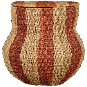 Mica Decorations Panier de rangement avec couvercle en jute orange H47