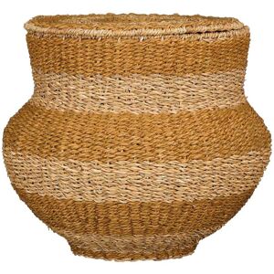 Mica Decorations Panier de rangement avec couvercle en jute jaune H48