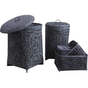 Aubry Gaspard 2 paniers a linge + 3 corbeilles en palmier (lot de 5)