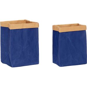 Hübsch Panier a linge en papier bleu et naturel (set de 2)