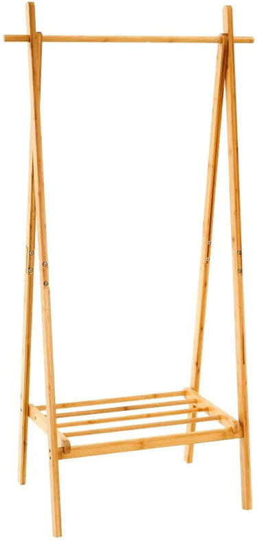 Wadiga Portant vêtements pliable en bois de pin avec étagère - 76x46x150cm