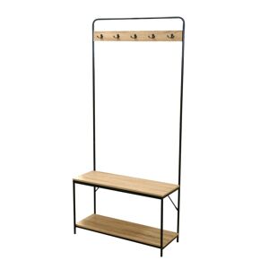 Toilinux Porte-manteau en mdf et métal 5 accroches beige