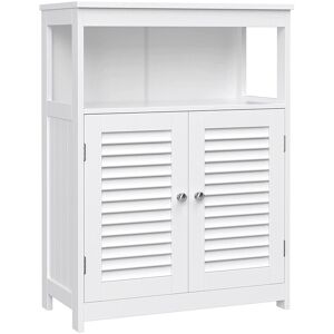 Calicosy Meuble de rangement blanc 2 portes persiennes et 1 niche - L60 x H80cm