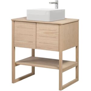 Mob In Meuble salle de bain Chêne naturel 70 cm + Vasque carrée 36 cm - Publicité Mob In Meuble salle de bain Chêne naturel 70 cm + Vasque carrée 36 cm - Publicité