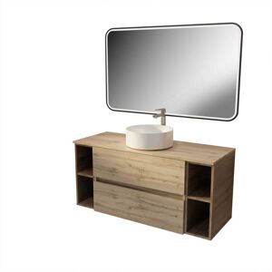 AURLANE Meuble de salle de bains effet bois marron 46x120x56cm - Publicité AURLANE Meuble de salle de bains effet bois marron 46x120x56cm - Publicité