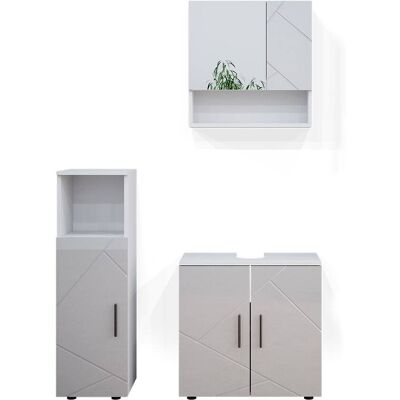 Ensemble de meubles de salle de bain Vicco Irma - Blanc brillant - 3 pièces - Publicité Ensemble de meubles de salle de bain Vicco Irma - Blanc brillant - 3 pièces - Publicité