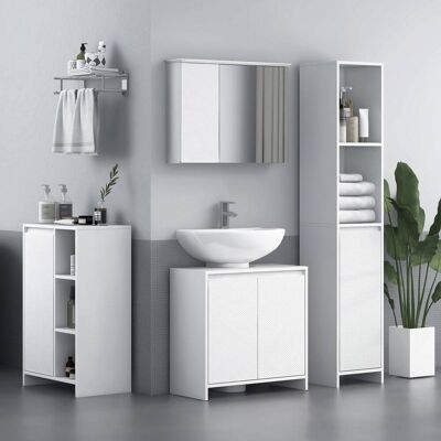 Homcom Meuble sous vasque design contemporain 2 portes étagère blanc - Publicité Homcom Meuble sous vasque design contemporain 2 portes étagère blanc - Publicité