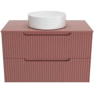 Aurlane Meuble de Salle de Bain 80cm Terre Cuite - Tiroirs Ondulés - Lavabo Rond Ø36cm - Publicité Aurlane Meuble de Salle de Bain 80cm Terre Cuite - Tiroirs Ondulés - Lavabo Rond Ø36cm - Publicité