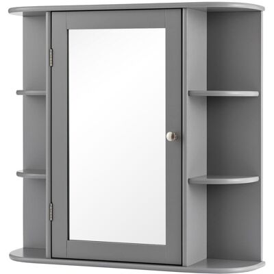 Giantex Armoire murale grise pour salle de bain avec miroir 65 x 17 x 63 cm - Publicité Giantex Armoire murale grise pour salle de bain avec miroir 65 x 17 x 63 cm - Publicité