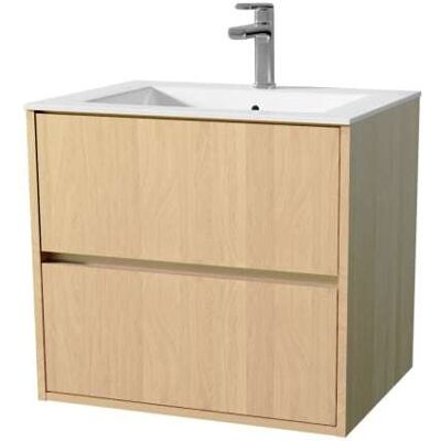 AURLANE Chêne Clair 2 Tiroirs Ensemble Salle de Bain - Meubles de Salle de Bain - Publicité AURLANE Chêne Clair 2 Tiroirs Ensemble Salle de Bain - Meubles de Salle de Bain - Publicité