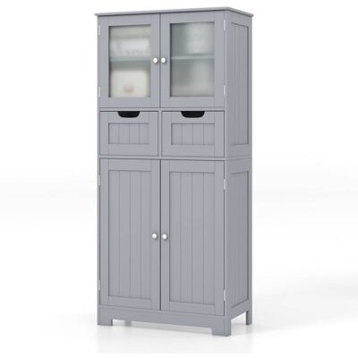 Giantex Meuble de salle de bain gris 60x30x128 cm - Publicité Giantex Meuble de salle de bain gris 60x30x128 cm - Publicité