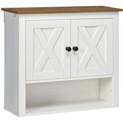 Kleankin Armoire murale meuble haut salle de bain blanc - Publicité Kleankin Armoire murale meuble haut salle de bain blanc - Publicité