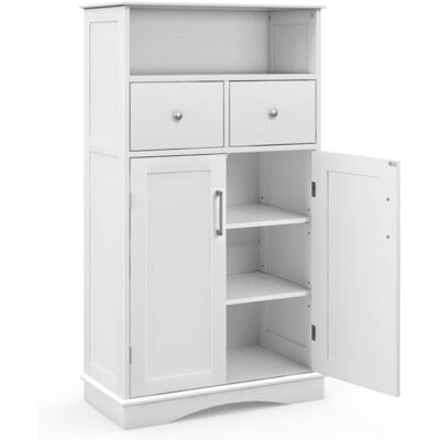 Giantex Armoire de salle de bain avec étagère réglable blanc 60 x 30 x 108cm - Publicité Giantex Armoire de salle de bain avec étagère réglable blanc 60 x 30 x 108cm - Publicité
