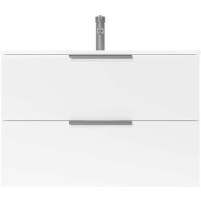 AURLANE Meuble de salle de bains effet bois blanc 45x60x55cm - Publicité AURLANE Meuble de salle de bains effet bois blanc 45x60x55cm - Publicité