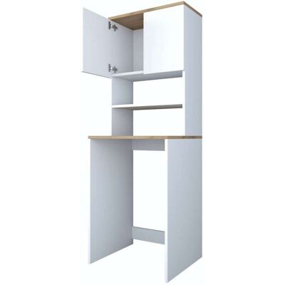 Calicosy Etagère pour machine à laver 2 étagères 2 portes h183,6 cm - blanc - Publicité Calicosy Etagère pour machine à laver 2 étagères 2 portes h183,6 cm - blanc - Publicité
