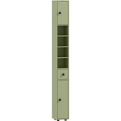 Kleankin Meuble colonne salle de bain 2 portes 2 étagères 4 niches tiroir vert - Publicité Kleankin Meuble colonne salle de bain 2 portes 2 étagères 4 niches tiroir vert - Publicité