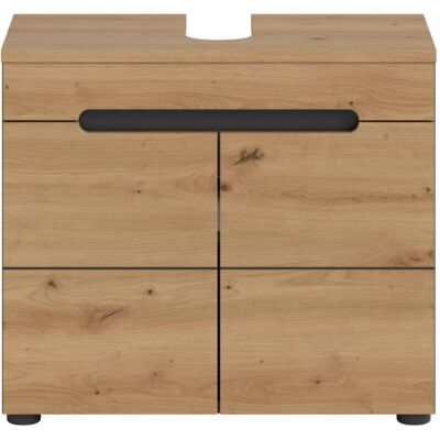 Calicosy Meuble sous lavabo 2 portes effet chêne et gris l63 cm - Publicité Calicosy Meuble sous lavabo 2 portes effet chêne et gris l63 cm - Publicité