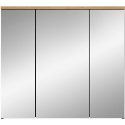 Calicosy Meuble suspendu 3 portes miroir effet chêne et gris l80 cm - Publicité Calicosy Meuble suspendu 3 portes miroir effet chêne et gris l80 cm - Publicité