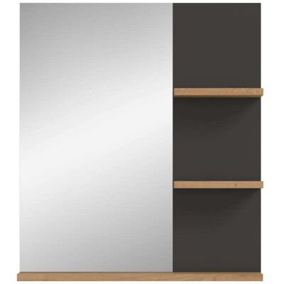 Calicosy Miroir avec 3 étagères effet chêne et gris l63 cm - Publicité Calicosy Miroir avec 3 étagères effet chêne et gris l63 cm - Publicité