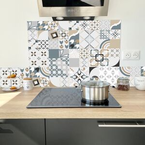 99Deco Credence cuisine Fond de hotte ALU L60xH70cm Multicolore Carreaux