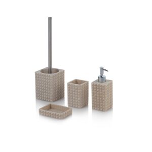 AQA DESIGN Set d'accessoires de salle de bain 4 pieces en resine sable