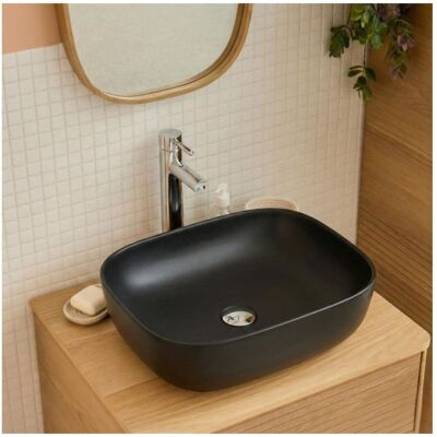 Lavabo ovale en céramique - 48 x 37 cm - Noir - Publicité Lavabo ovale en céramique - 48 x 37 cm - Noir - Publicité