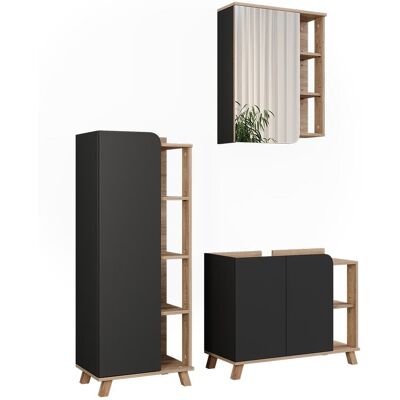 Vicco Meubles bain 3 pièces sonoma/anthracite 80x65cm - Publicité Vicco Meubles bain 3 pièces sonoma/anthracite 80x65cm - Publicité
