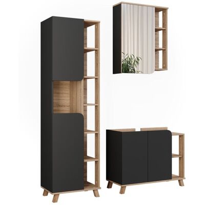 Vicco Meubles bain 3 pièces sonoma/anthracite 80x65cm - Publicité Vicco Meubles bain 3 pièces sonoma/anthracite 80x65cm - Publicité