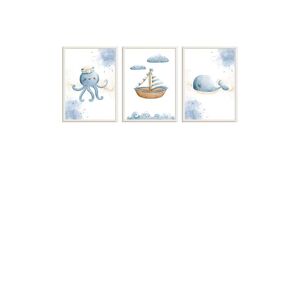 Crochetts Cadres pour enfants poisson, meduse et baleine multicolore 43x33