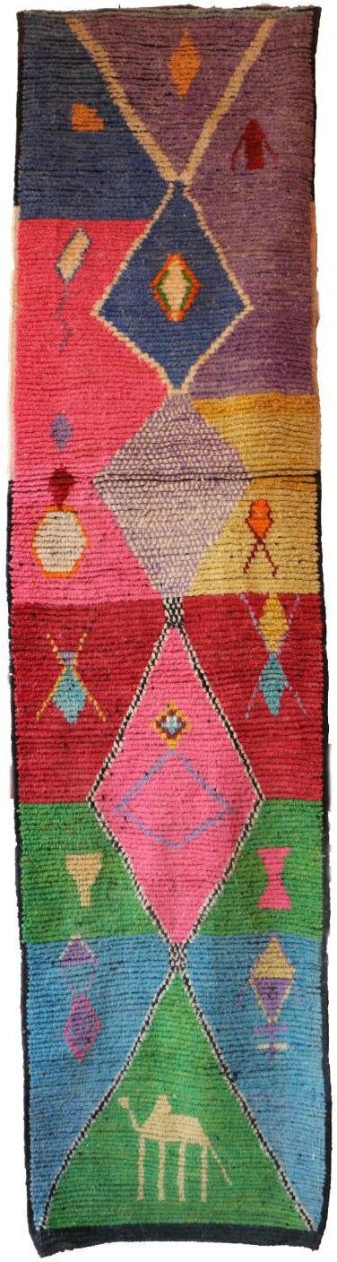 AFK Tapis de couloir Berbere marocain pure laine 82 x 340 cm