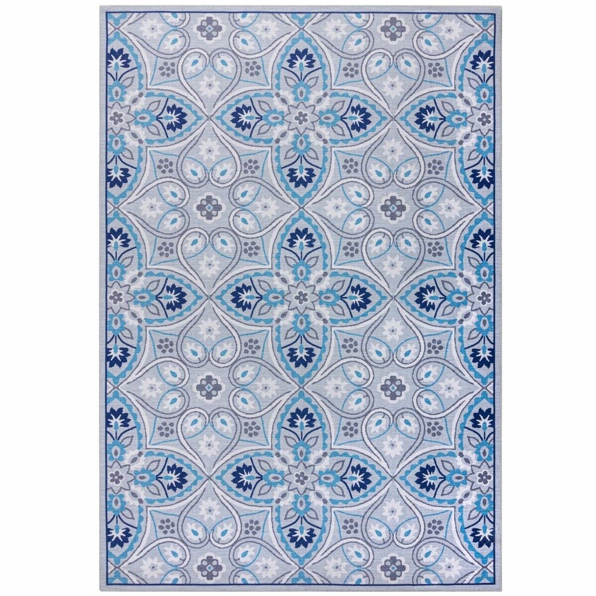 Novatrend Tapis intérieur extérieur en polyester bleu 120x170 cm