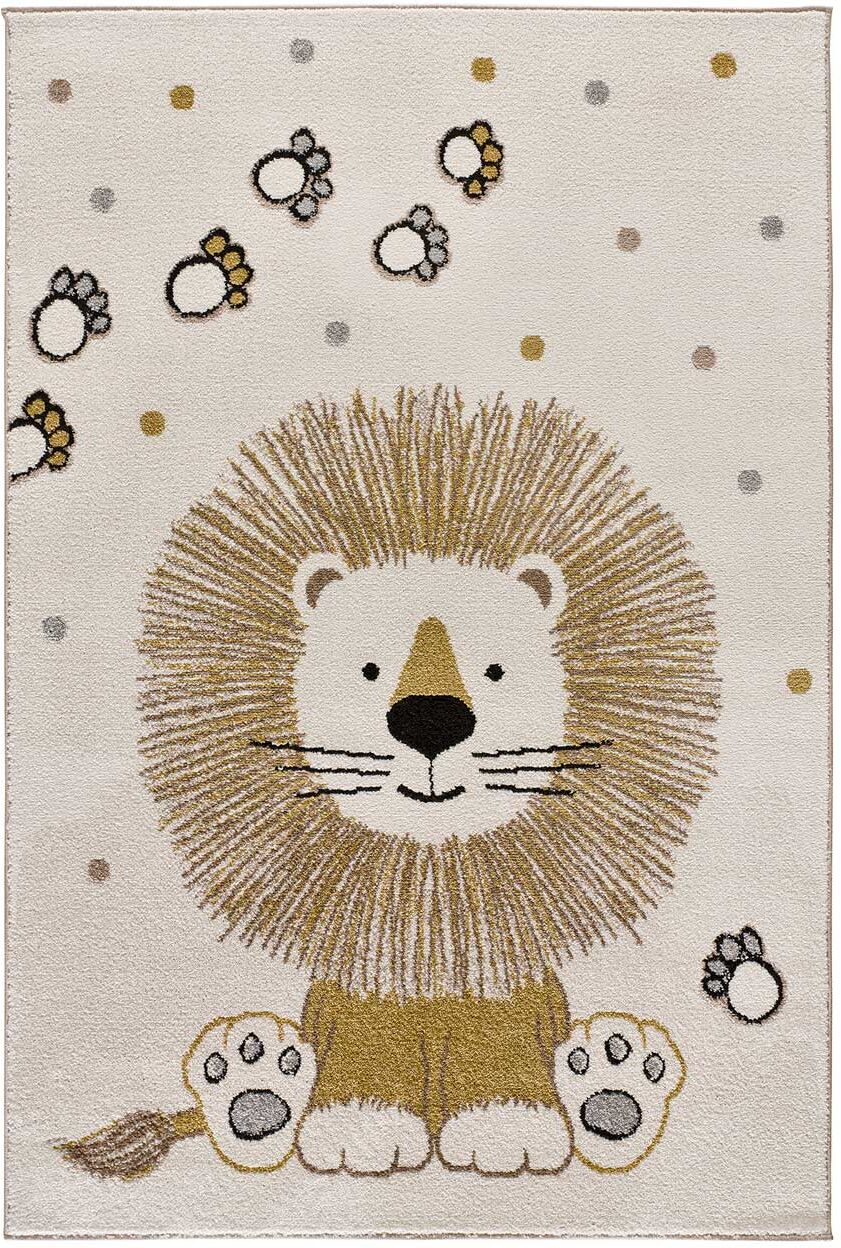 Atticgo Tapis enfant lion en blanc, 120X170 cm