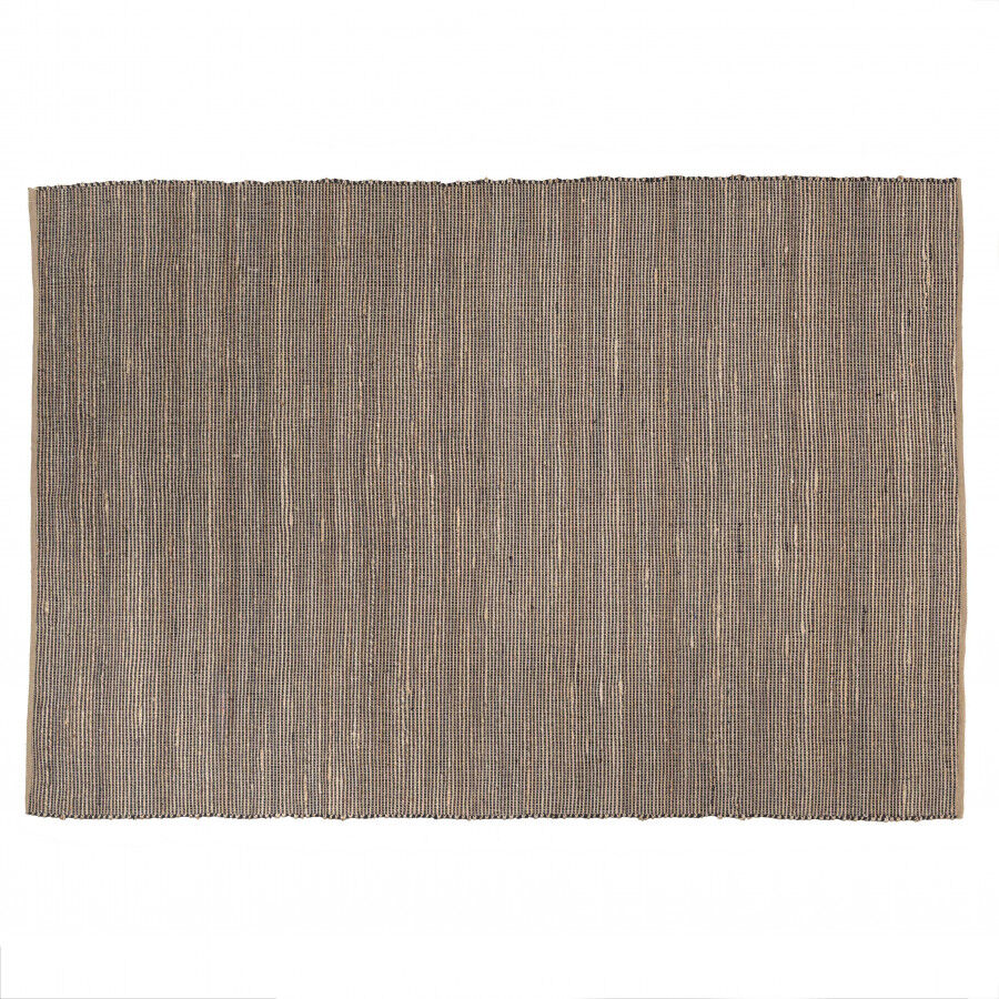 MACABANE Tapis rect. 160x230cm en jute et coton couleur sable et noir