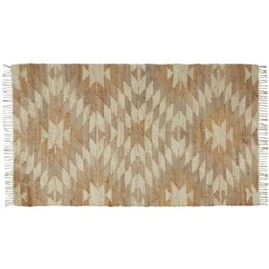 Maisons du Monde Tapis kilim en coton et en jute tisses gris, beige et caramel, 140x200