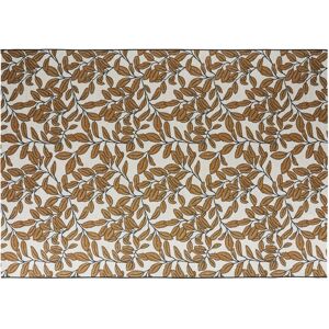 Maisons du Monde Tapis tisse jacquard imprime vegetal ecru et caramel 160x230