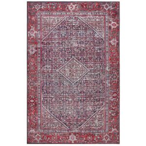 Wecon Home Tapis plat motif vintage rouge et noir pour une deco boheme 190x130