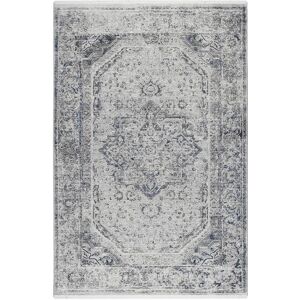 Wecon Home Tapis vintage boheme a poils ras et franges gris bleu beige 230x160