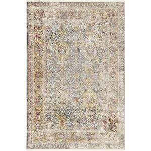 Wecon Home Tapis vintage boheme a poils ras et franges gris jaune 230x160