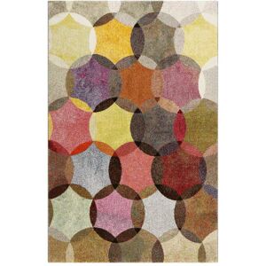 Esprit Tapis motif cercles vintage nuances vives pour salon, chambre 170x120