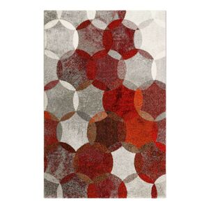 Esprit Tapis motif cercles vintage rouge/gris pour salon, chambre 225x160