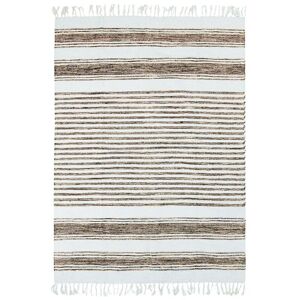 The Deco Factory Tapis 100% coton lignes sable-blanc 160x230