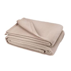 Toison d'Or Couverture unie en laine d'agneau laine beige fonce x 240