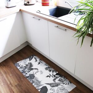 99Deco Tapis Vinyle Medium l 50xL120cm Noir Feuillage