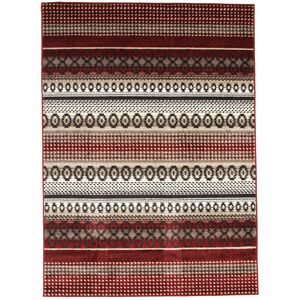 The Deco Factory Tapis toucher laineux motifs lignes scandinaves rouge 133x190