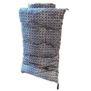Decoclico Matelas de sol en coton imprime block print blanc sur fond bleu