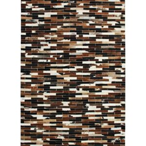 The Deco Factory Tapis en cuirs recycles lignes marron multi 140x200